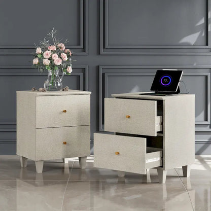 Table d'appoint WAMPAT avec station de recharge et 2 tiroirs pour salon