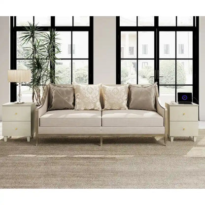 Table d'appoint WAMPAT avec station de recharge et 2 tiroirs pour salon