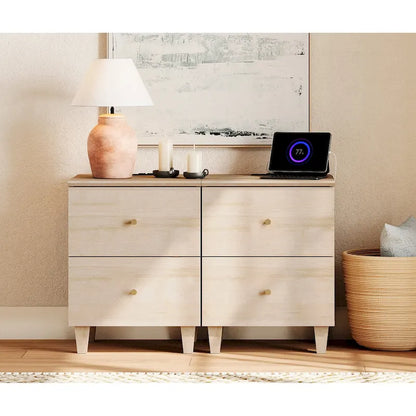 Table d'appoint WAMPAT avec station de recharge et 2 tiroirs pour salon