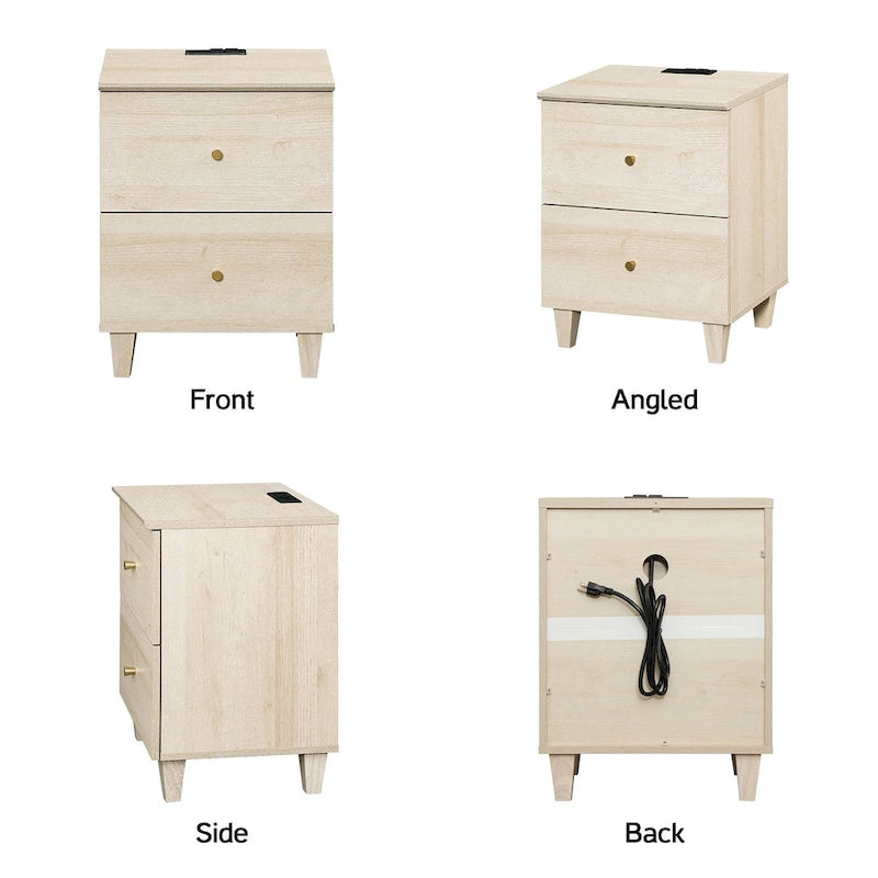 Table d'appoint WAMPAT avec station de recharge et 2 tiroirs pour salon