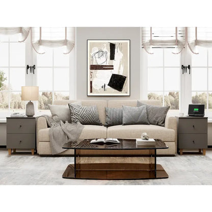 Table d'appoint WAMPAT avec station de recharge et 2 tiroirs pour salon