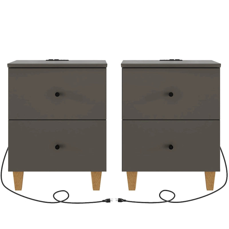 Table d'appoint WAMPAT avec station de recharge et 2 tiroirs pour salon