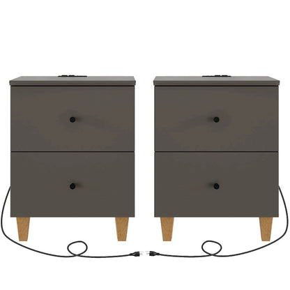 Table d'appoint WAMPAT avec station de recharge et 2 tiroirs pour salon