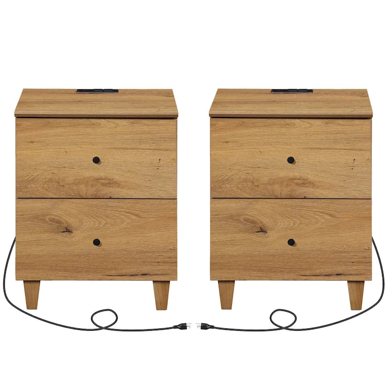 Table d'appoint WAMPAT avec station de recharge et 2 tiroirs pour salon