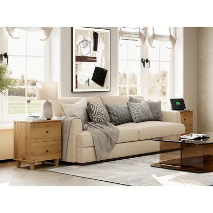 Table d'appoint WAMPAT avec station de recharge et 2 tiroirs pour salon