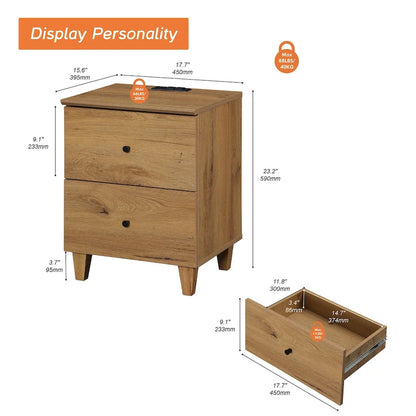 Table d'appoint WAMPAT avec station de recharge et 2 tiroirs pour salon