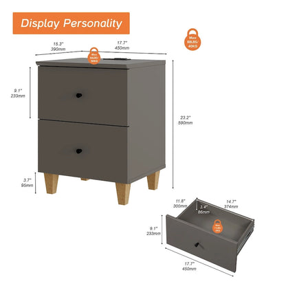 Table d'appoint WAMPAT avec station de recharge et 2 tiroirs pour salon