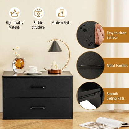 Commode horizontale empilable à 2 tiroirs avec poignées