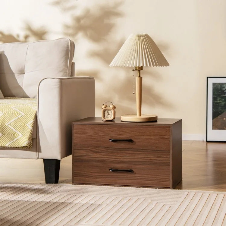 Commode horizontale empilable à 2 tiroirs avec poignées