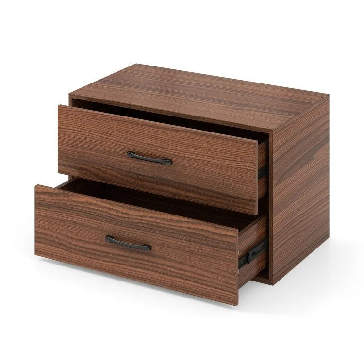 Commode horizontale empilable à 2 tiroirs avec poignées