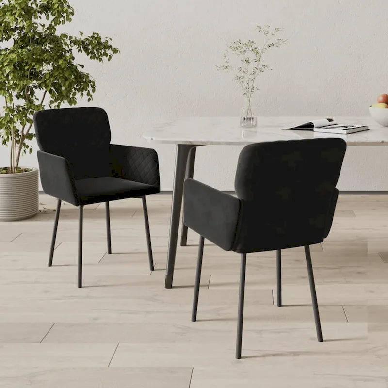 vidaXL Chaises de salle à manger, lot de 2, fauteuils d'appoint rembourrés en velours pour salon - 20,3 x 24 x 30,9