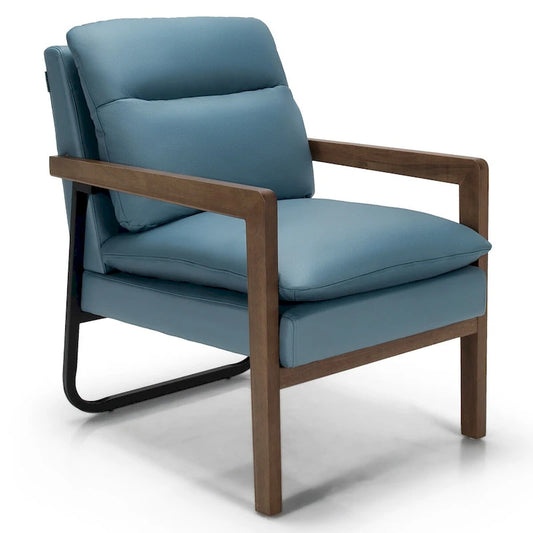 Costway Modern Accent Armchair Lounge Chair w/ Rubber Wood Legs & - 34.5 x 26.5 x 36