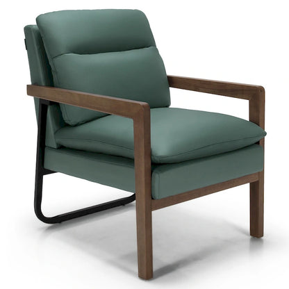 Fauteuil d'appoint moderne Costway avec pieds en bois d'hévéa - 34,5 x 26,5 x 36