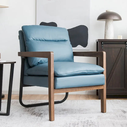 Fauteuil d'appoint moderne Costway avec pieds en bois d'hévéa - 34,5 x 26,5 x 36