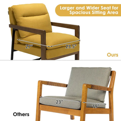 Fauteuil d'appoint moderne Costway avec pieds en bois d'hévéa - 34,5 x 26,5 x 36