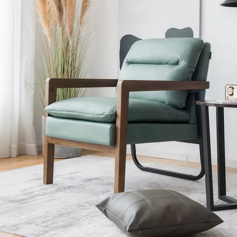 Fauteuil d'appoint moderne Costway avec pieds en bois d'hévéa - 34,5 x 26,5 x 36