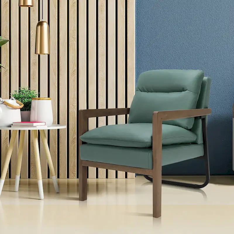 Fauteuil d'appoint moderne Costway avec pieds en bois d'hévéa - 34,5 x 26,5 x 36