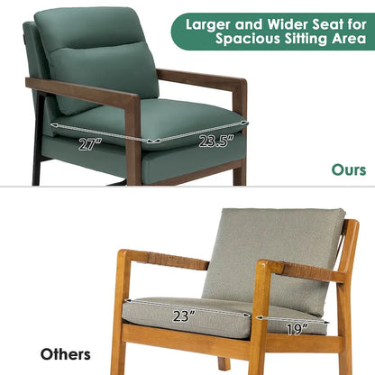 Fauteuil d'appoint moderne Costway avec pieds en bois d'hévéa - 34,5 x 26,5 x 36