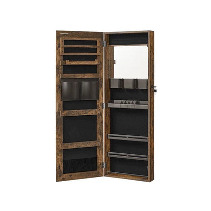 Armoire à bijoux verrouillable en bois blanc avec miroir - 14,8 cm (L) x 3,8 cm (l) x 42,5 cm (H)