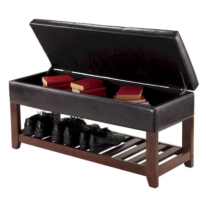 Coffre de rangement Monza avec banc intégré, couleur expresso et noyer - 42,52 cm (L) x 15,75 cm (P) x 20,47 cm (H)