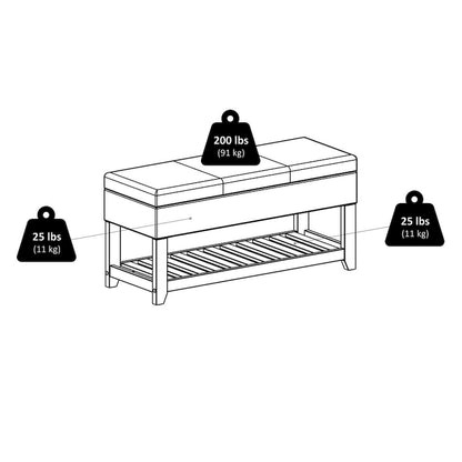 Coffre de rangement Monza avec banc intégré, couleur expresso et noyer - 42,52 cm (L) x 15,75 cm (P) x 20,47 cm (H)