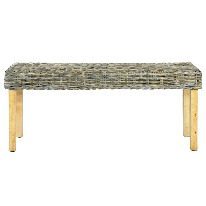 Banc vidaXL 43.3 en rotin Kubu naturel et bois de manguier massif