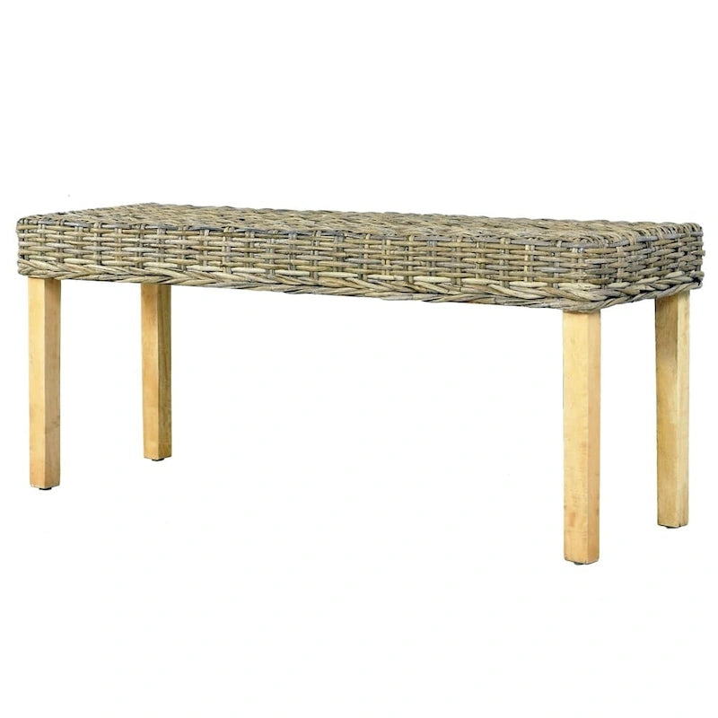Banc vidaXL 43.3 en rotin Kubu naturel et bois de manguier massif