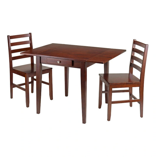 Drop Leaf Table with Ladder-back Chairs, Walnut