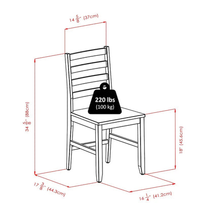 Table à abattants avec chaises à dossier échelle, noyer