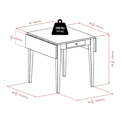 Table à abattants avec chaises à dossier échelle, noyer