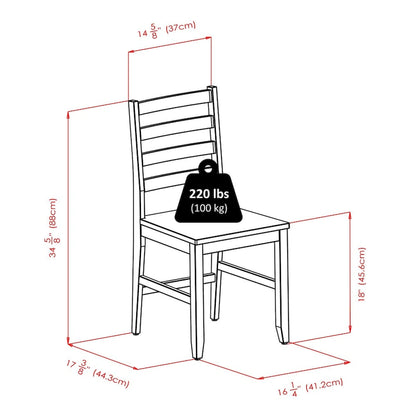 Table à abattants avec chaises à dossier échelle, noyer