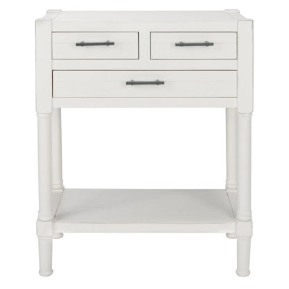 Console SAFAVIEH Philomene blanche vieillie à 3 tiroirs - 23,5 po L x 13 po P x 29,5 po H - 24 po L x 13 po P x 30 po H
