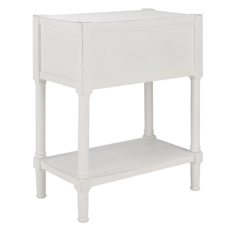 Console SAFAVIEH Philomene blanche vieillie à 3 tiroirs - 23,5 po L x 13 po P x 29,5 po H - 24 po L x 13 po P x 30 po H