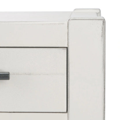 Console SAFAVIEH Philomene blanche vieillie à 3 tiroirs - 23,5 po L x 13 po P x 29,5 po H - 24 po L x 13 po P x 30 po H