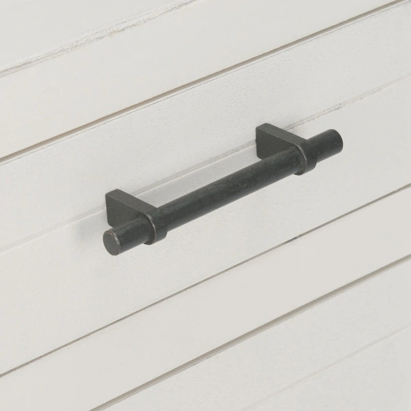 Console SAFAVIEH Philomene blanche vieillie à 3 tiroirs - 23,5 po L x 13 po P x 29,5 po H - 24 po L x 13 po P x 30 po H