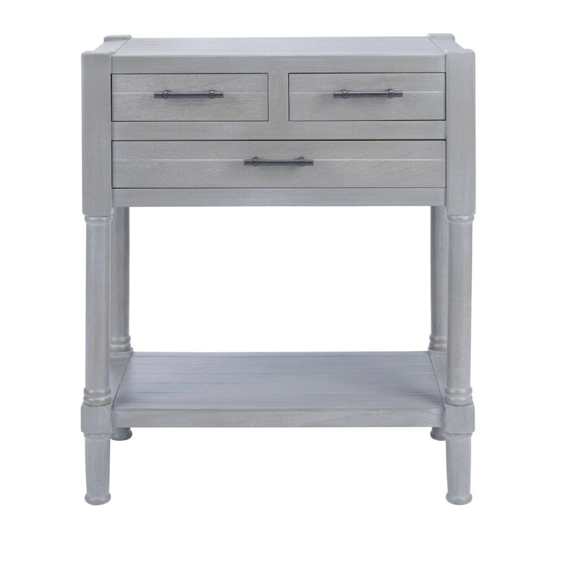 Console SAFAVIEH Philomene blanche vieillie à 3 tiroirs - 23,5 po L x 13 po P x 29,5 po H - 24 po L x 13 po P x 30 po H