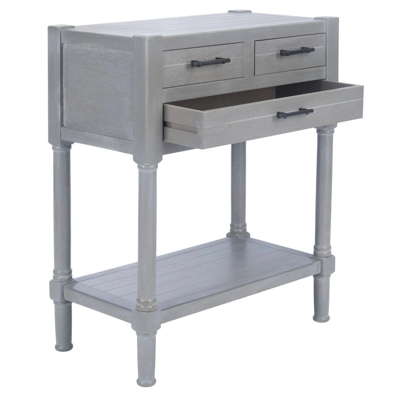 Console SAFAVIEH Philomene blanche vieillie à 3 tiroirs - 23,5 po L x 13 po P x 29,5 po H - 24 po L x 13 po P x 30 po H