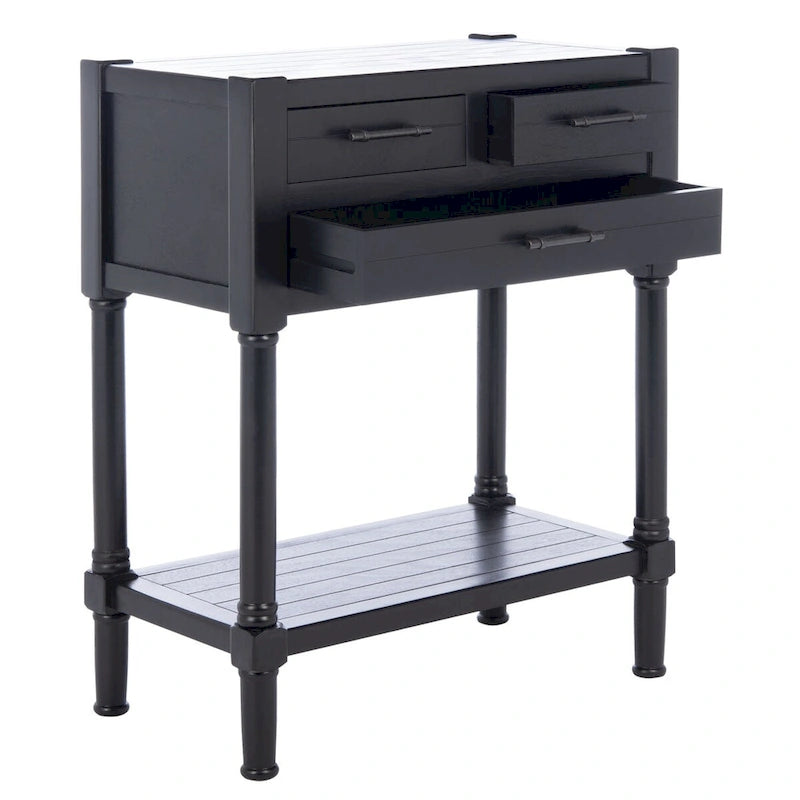 Console SAFAVIEH Philomene blanche vieillie à 3 tiroirs - 23,5 po L x 13 po P x 29,5 po H - 24 po L x 13 po P x 30 po H