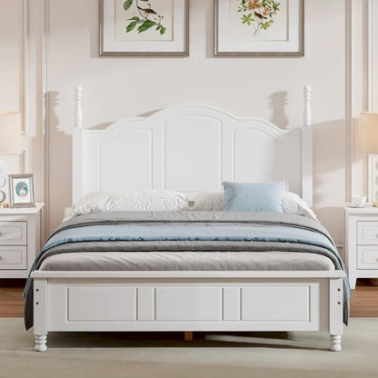 Cadre de lit plateforme en bois pleine grandeur, lit plateforme de style rétro