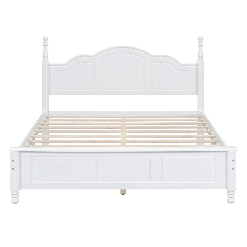 Cadre de lit plateforme en bois pleine grandeur, lit plateforme de style rétro