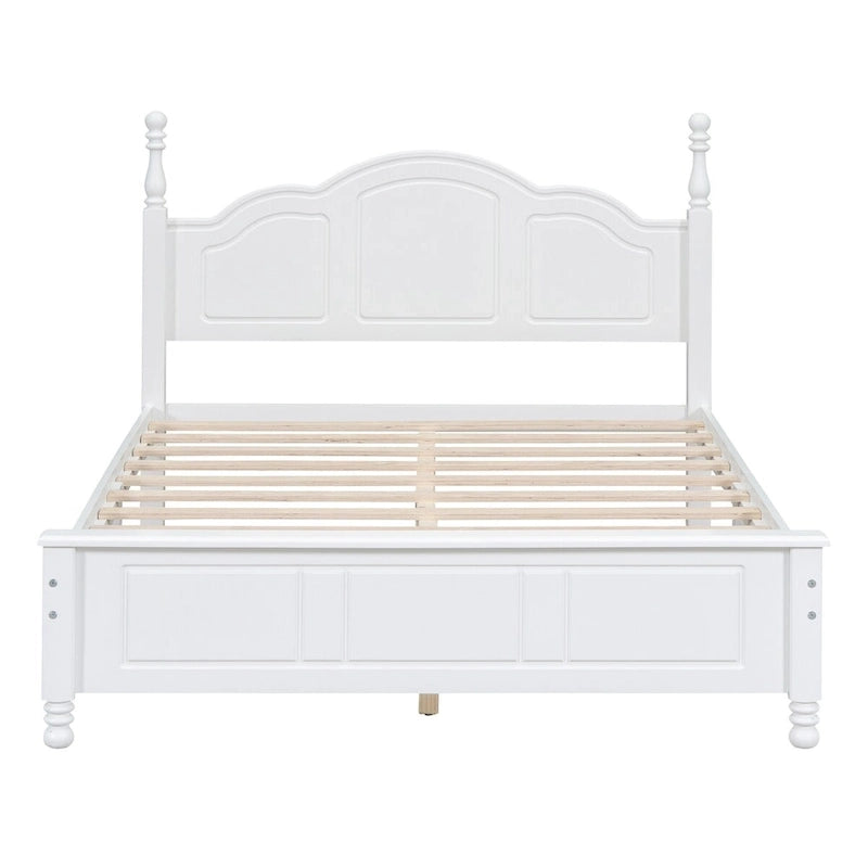 Cadre de lit plateforme en bois pleine grandeur, lit plateforme de style rétro