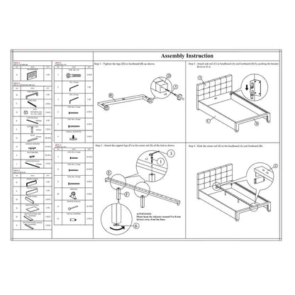 Lit Queen Size avec rangement sous le lit, revêtement en similicuir