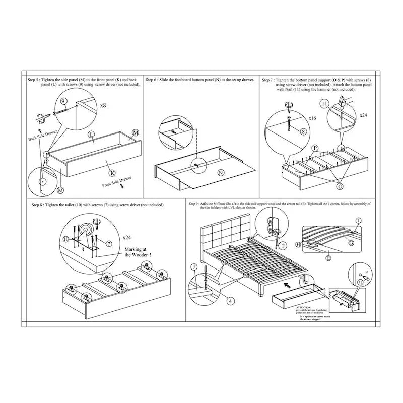 Lit Queen Size avec rangement sous le lit, revêtement en similicuir