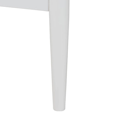 Lit plateforme Louetta Coastal blanc, format queen, avec tête de lit sculptée contrastée