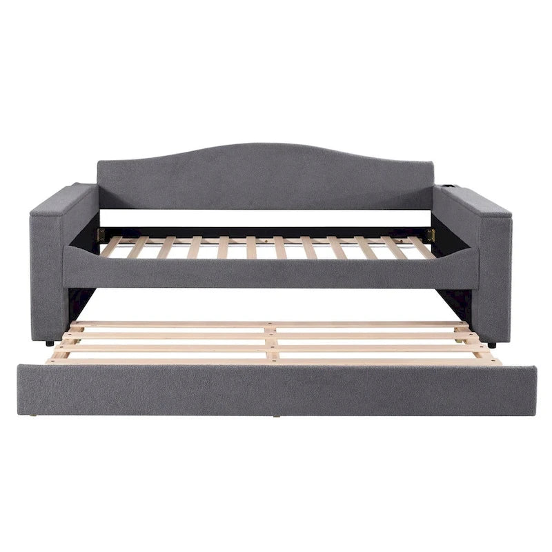 Lit de jour en polaire UTeddy pour lit simple avec accoudoirs de rangement et lit gigogne