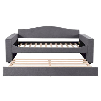 Lit de jour en polaire UTeddy pour lit simple avec accoudoirs de rangement et lit gigogne