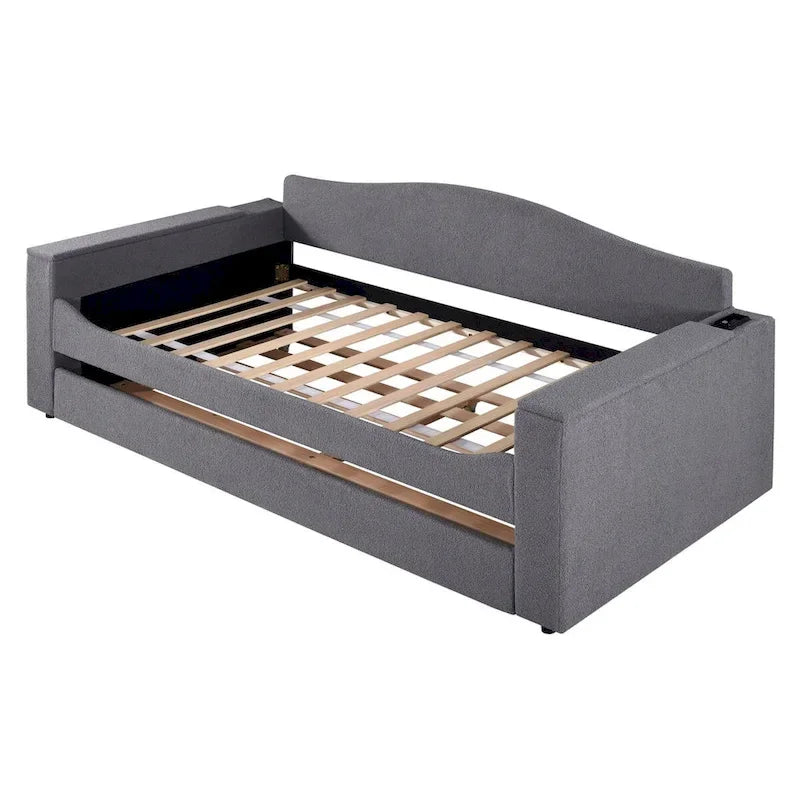 Lit de jour en polaire UTeddy pour lit simple avec accoudoirs de rangement et lit gigogne