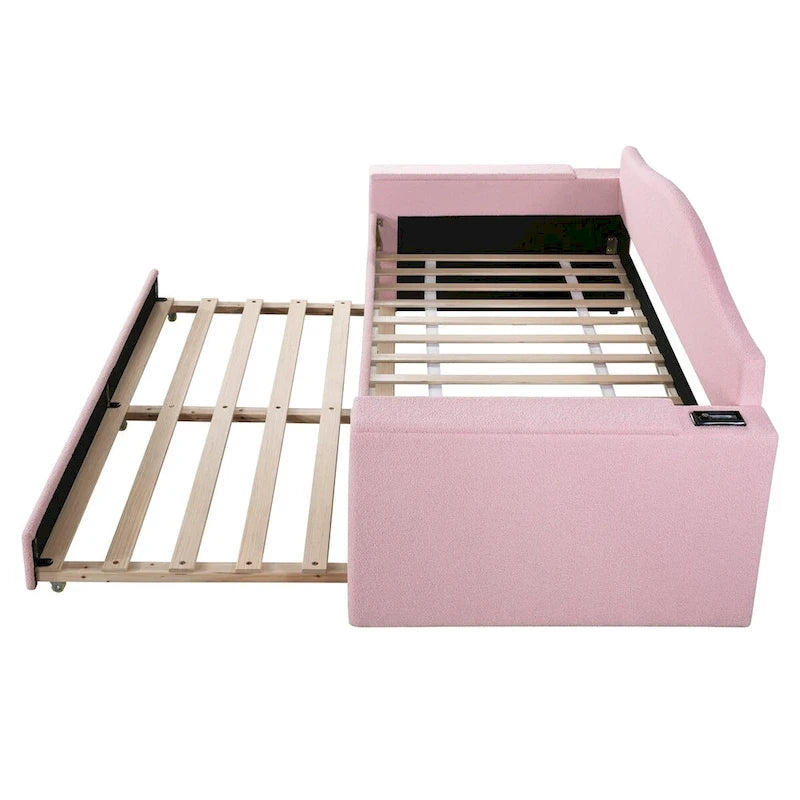 Lit de jour en polaire UTeddy pour lit simple avec accoudoirs de rangement et lit gigogne