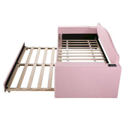 Lit de jour en polaire UTeddy pour lit simple avec accoudoirs de rangement et lit gigogne