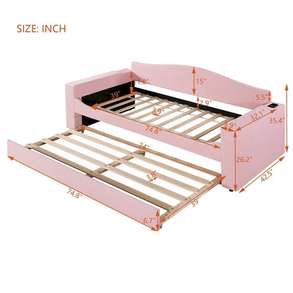 Lit de jour en polaire UTeddy pour lit simple avec accoudoirs de rangement et lit gigogne